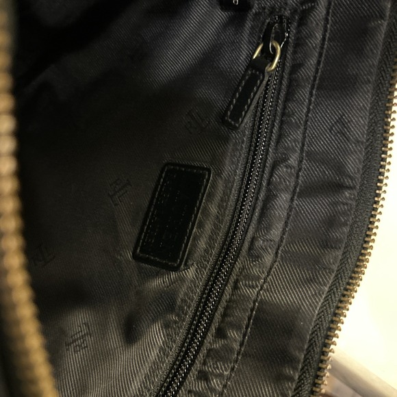 Vtg LAUREN Ralph Lauren Black Nylon Bag Purse RLL Gold Crest Embroidered - Picture 13 of 16